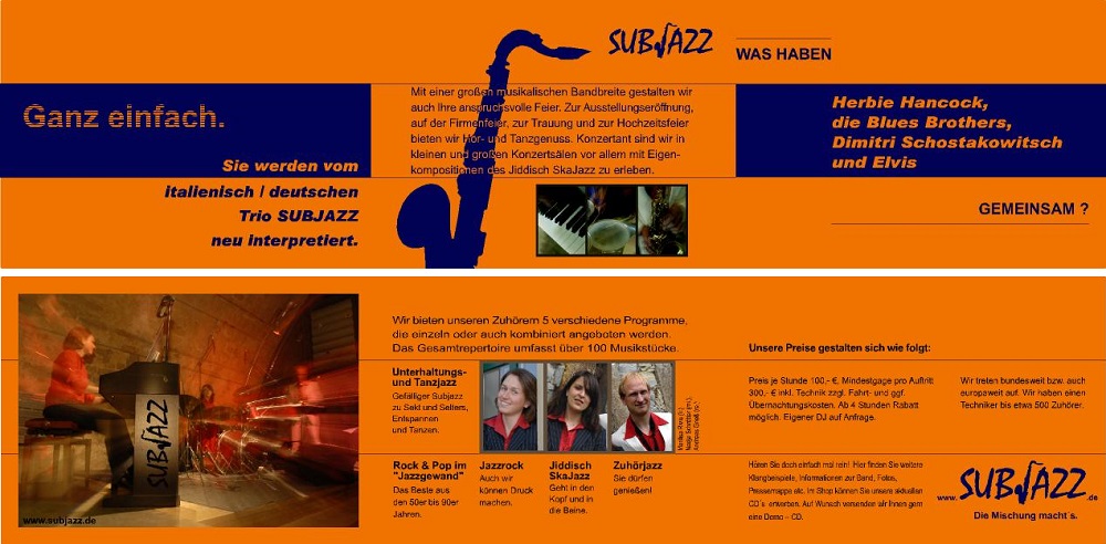Ansicht Folder Musikband Subjazz Dresden