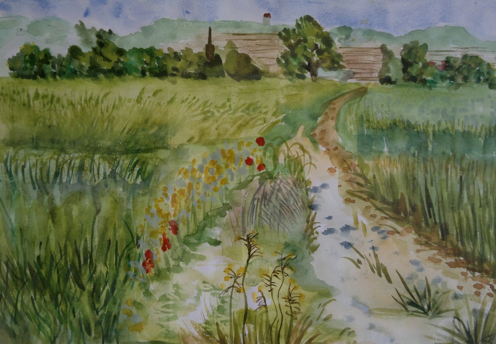 Elbwiesen Aquarell Silke Grieß