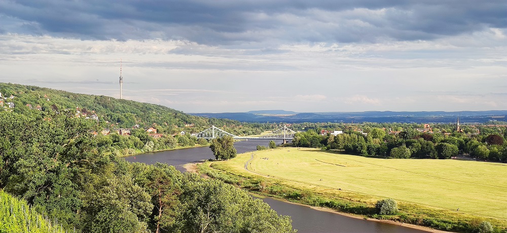 Blick auf das Blaue Wunder von Dresden